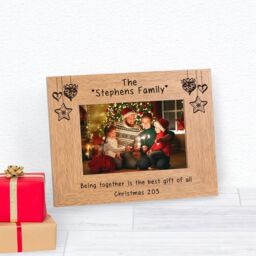 Personalised Festive Family Name Wood Picture Frame 7 x 5 Christmas