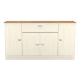 Albert 4 Door 1 Drawer Wide Sideboard in Cream Ash & Riviera Oak (Ready Assembled) Cream Cream Ash & Riviera Oak