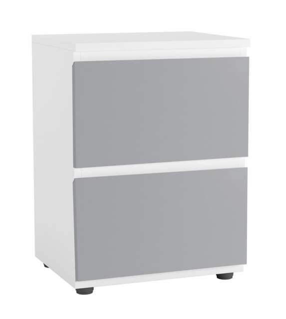 Skagen Minimalist Chest of 2 Drawers White White & Grey 1