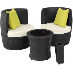 Nizza 2+1+1 Aluminum Rattan Seating Set Black black 1