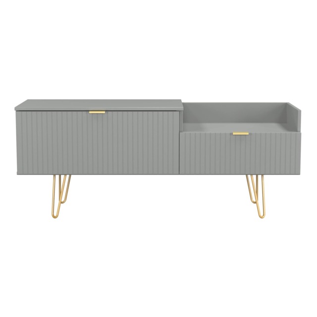 Bexley 2 Drawer 2 Level Media Unit in Dusk Grey (Ready Assembled) Grey Dusk Grey