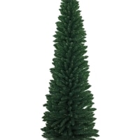 4FT Green Artificial Flocked Slim Christmas Pencil Tree Holiday Home Decorations with Pointed Tips and Metal Stand