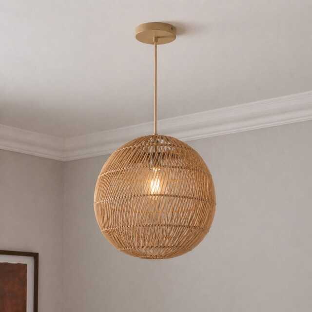 CGC ARIBA Brown 35cm Round Rattan Weave Lampshade