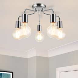 COSYLYTE Fraser 5 Light Modern Metal Ceiling Flush Light - Chrome Chrome 1