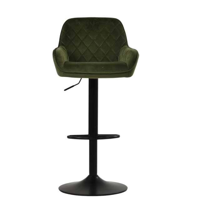 Lakeland Furniture Arnside Olive Green Velvet Black Adjustable Base 1 Bar Stool