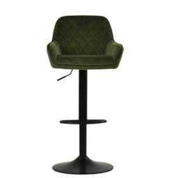 Lakeland Furniture Arnside Olive Green Velvet Black Adjustable Base 1 Bar Stool