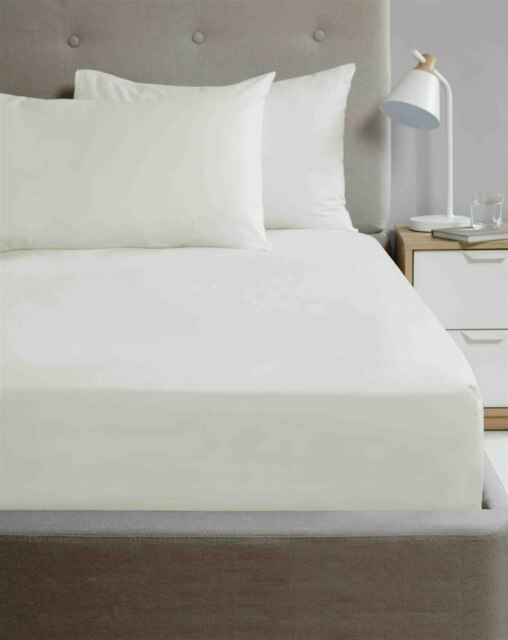 180 TC Percale Microfibre Fitted Sheet - Cream - King