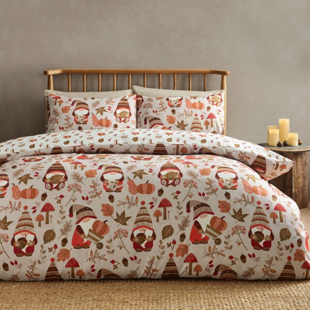 Catherine Lansfield Woodland Gonks So Soft Reversible Duvet Cover Set Natural Cream Natural King