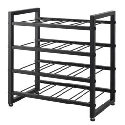 Levede 16 Bottle Wine Rack Countertop Wine Storage Organiser 4 Tier Metal Black