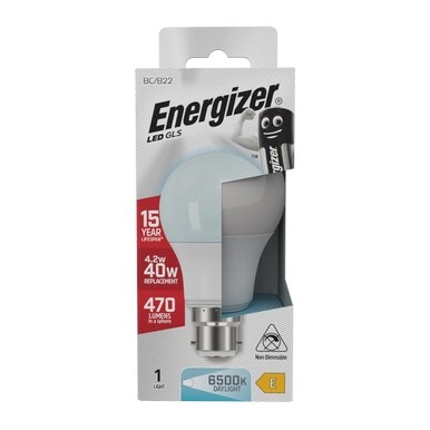 Energizer LED GLS B22 470lm 4.2W 6500K (Daylight) Light Bulb - Pack of 1