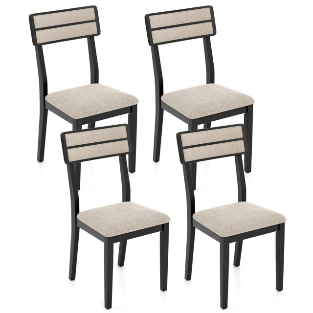 COSTWAY Set of 4 Upholstered Kitchen Modern Dining Chairs Black