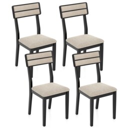 COSTWAY Set of 4 Upholstered Kitchen Modern Dining Chairs Black