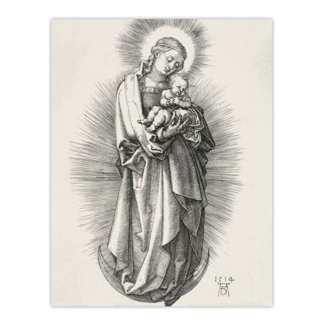 "The Virgin on the Crescent Moon Durer Wall Art Poster Print 12X16"""