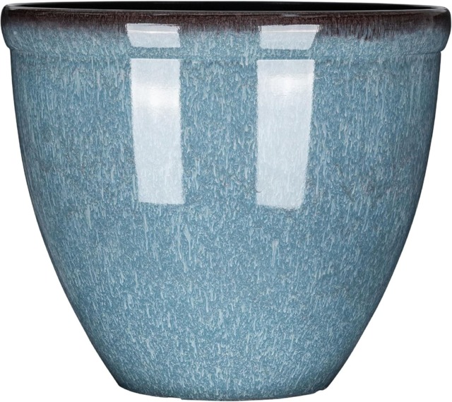 Large Glazed Effect Planter Garden Patio Outdoor Plastic 39.5cm (x1)