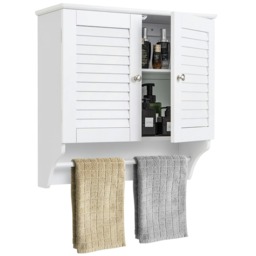 COSTWAY Bathroom Medicine Cabinet Wall Mounted Cabinet White 1