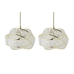 ValueLights Hudson Pair Acrylic Gold Twisted Lamp Shades Gold