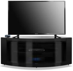 "Centurion Supports PANGEA Gloss Black Beam-Thru Curved Tru-Corner 32""-50"" TV Cabinet Black 1"