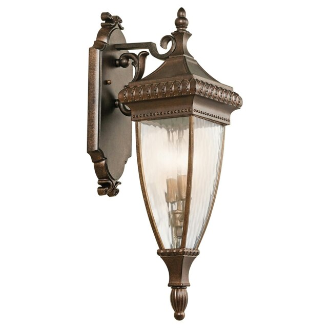 Venetian Rain 2 Light Outdoor Medium Wall Lantern Light Brushed Bronze IP44, E14