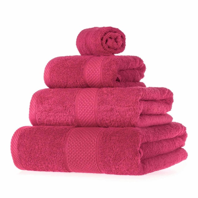 Homescapes Turkish Cotton Raspberry Bath Towel Set