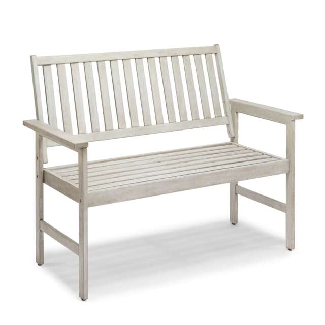 Vonhaus Murcia Wooden Grey Garden Bench 2 Seater