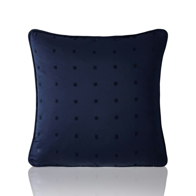 Semi Plain Dobby Square Geometric Woven Jacquard Navy Cushion Set of 4 Blue 45cm x 45cm x 10cm 4