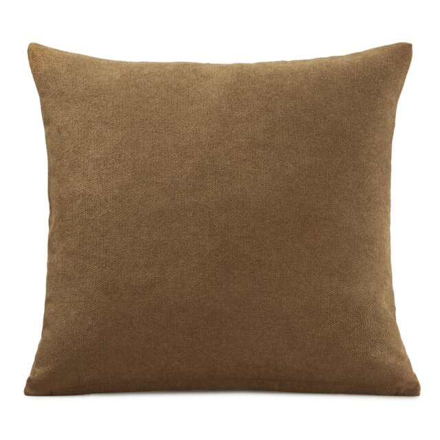 Plain Chenille Velvet 45cm x 45cm Tan Cushion Set of 4 Brown 45cm x 45cm x 10cm 4
