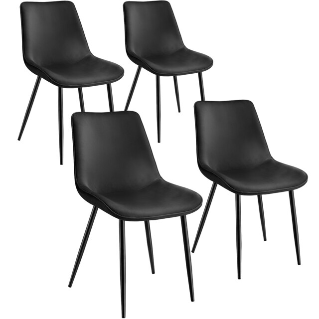 Dining Chair Monroe - padded, velvet look, ergonomic seat, black steel legs Black black 4