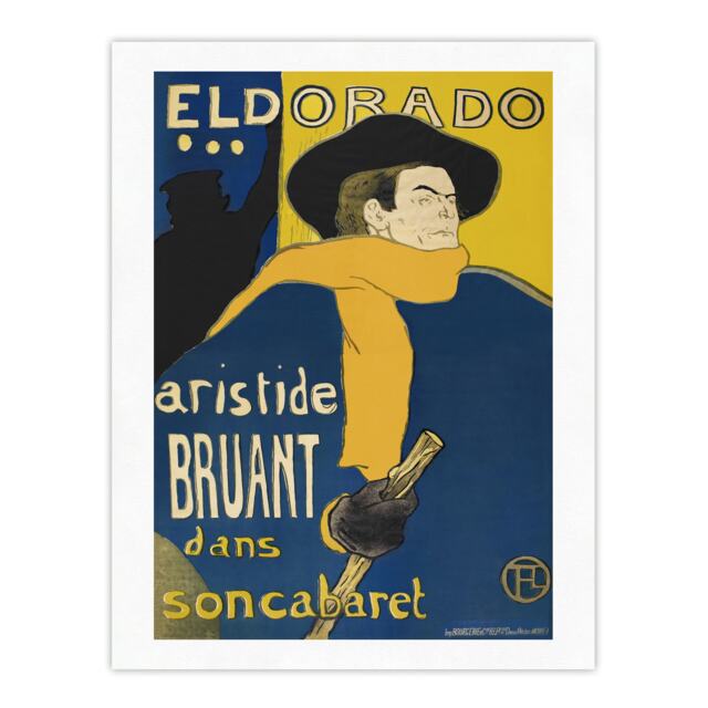 "Eldorado Aristide Bruant Vintage Wall Art Print Toulouse Lautrec 18x24"""