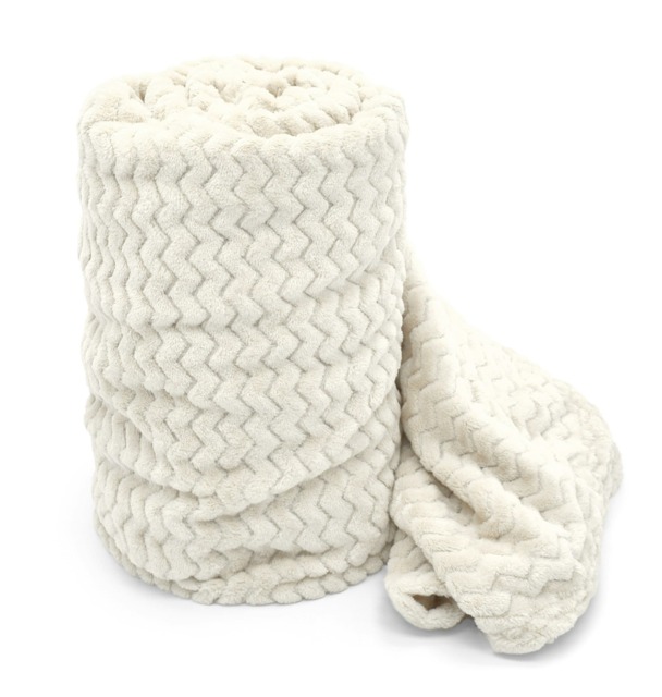 Velosso Moda Ribbed Chevron Super Soft Blanket - 127cm x 152cm Cream Cream