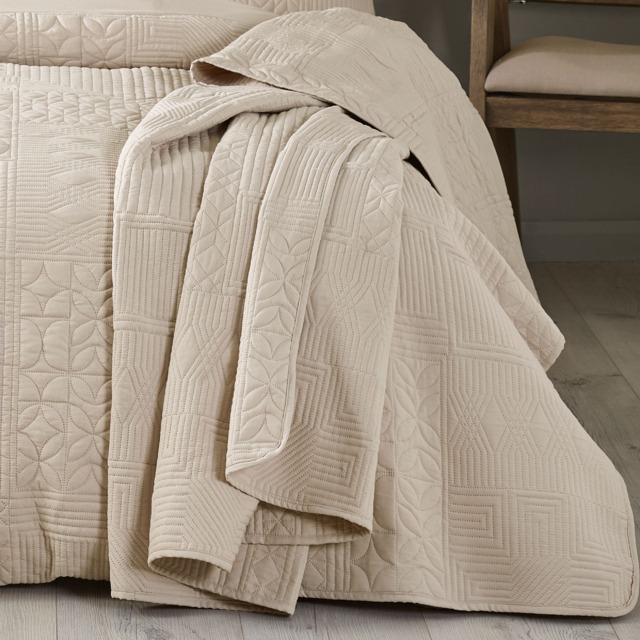 Catherine Lansfield Folkstone Geo Bedspread Cream Natural One Size