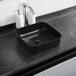 Limoge 7839MB Ceramic Vert Square Countertop Basin in Matte Black