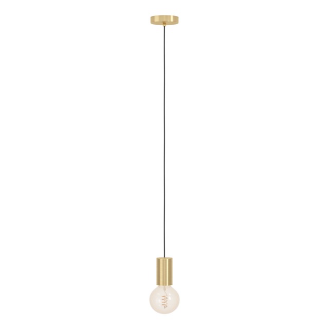 EGLO POZUETA 1 Brushed Brass Pendant Light, Slim Steel Design, E27, 1100 mm