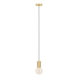 EGLO POZUETA 1 Brushed Brass Pendant Light, Slim Steel Design, E27, 1100 mm