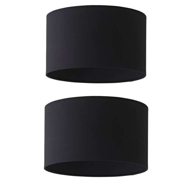 ValueLights Pair of Reni Black Fabric Small Drum Shades Black