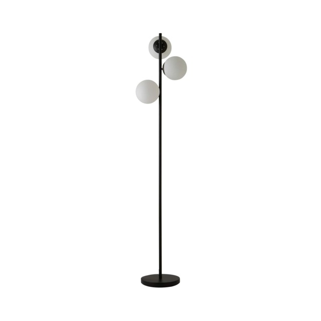 ValueLights Jas Frosted Glass Shades 3 Way Chrome Floor Lamp & Bulbs Black