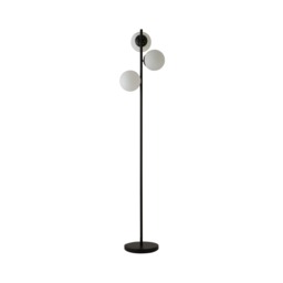 ValueLights Jas Frosted Glass Shades 3 Way Chrome Floor Lamp & Bulbs Black