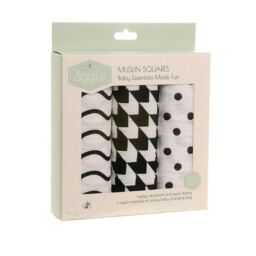 Ziggle Muslin Square 3 Pack - Sensory Black & White