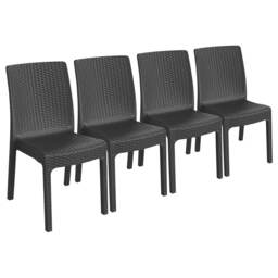 Harbour Housewares Nilufer Rattan Effect Garden Dining Chairs - Anthracite - Pack of 4