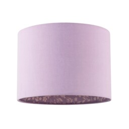 Lilac Cotton Drum Lamp Shade with Inner White Floral Pattern Lining