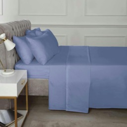180TC Percale Fitted Sheet 10 Inch and Pillowcase Pair Blue Blue Blue King 1