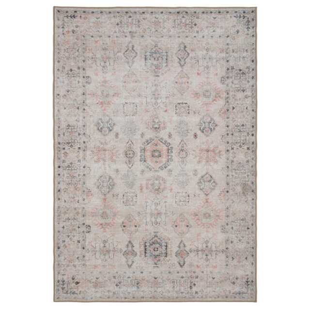 Ivory Distressed Soft Washable & Liquid Repellent Living Room Area Rug 160cm x 230cm