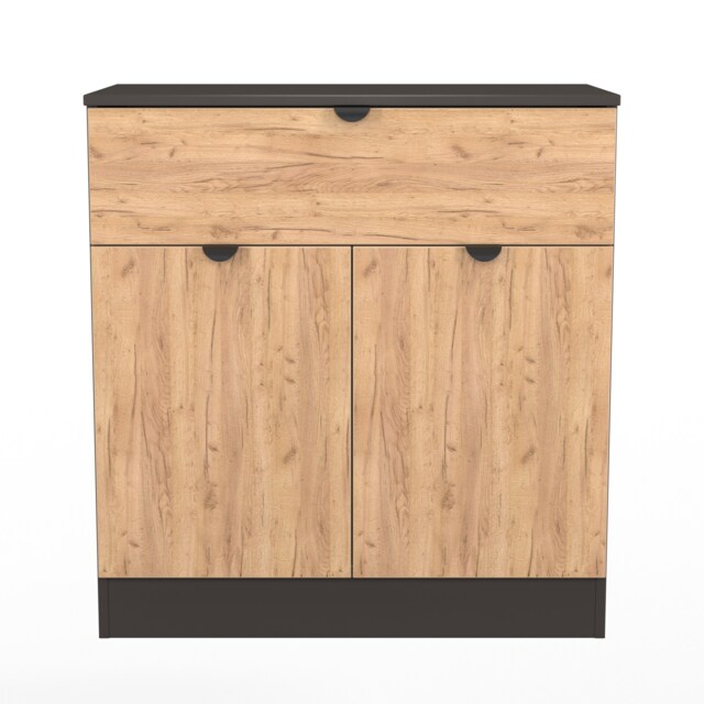 Norway 1 Drawer 2 Door Sideboard in Gold Craft & Graphite (Ready Assembled) Grey Gold Craft & Graphite