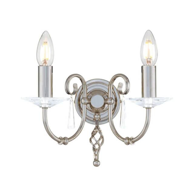 Aegean 2 Light Indoor Candle Wall Light Polished Nickel, E14