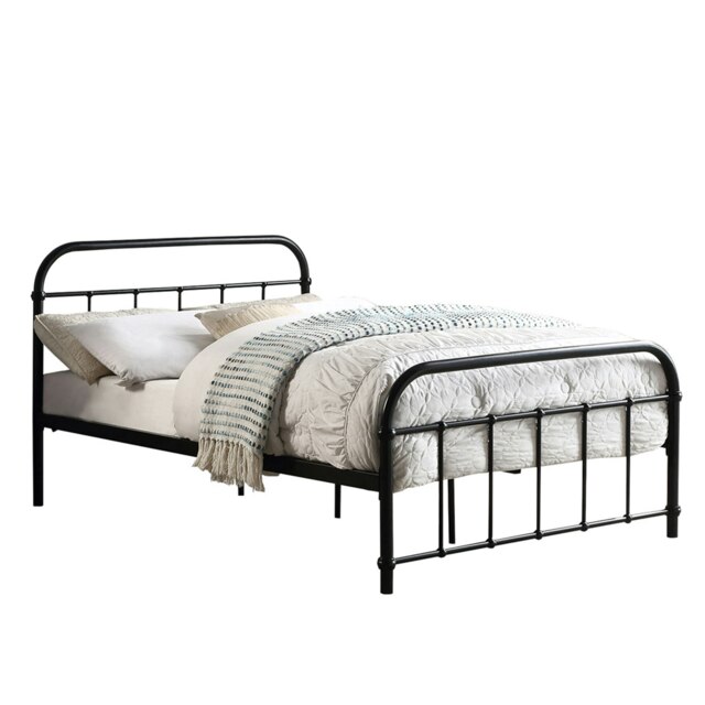 Tewin Vintage Hospital Style Black Metal Bed Frame (King) Black Black King