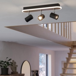 EGLO Rimbocchi Natural Wood & Steel Modern 3 Light Spotlight
