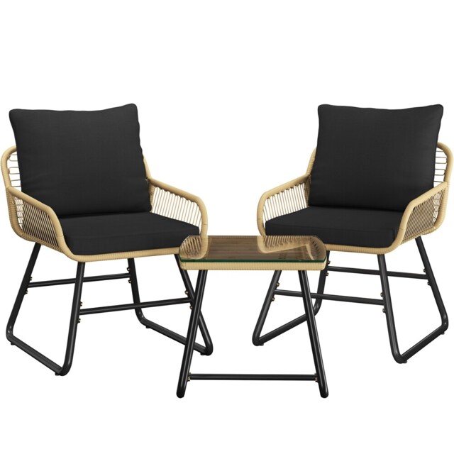 Yaheetech 3-Piece Patio Bistro Set-Tan&Black Multi Tan/Black