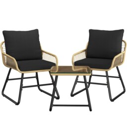 Yaheetech 3-Piece Patio Bistro Set-Tan&Black Multi Tan/Black