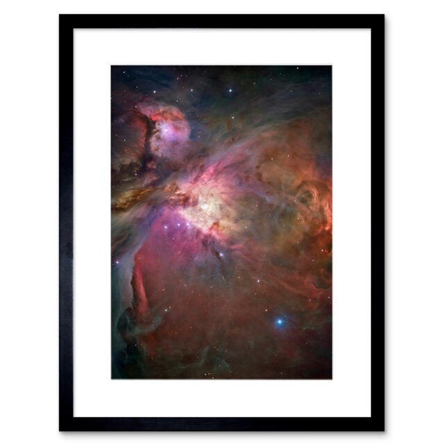"Hubble Space Orion Nebula Dramatic Star Birth Gas Dust 9x7"" Black Framed Wall Art Print"