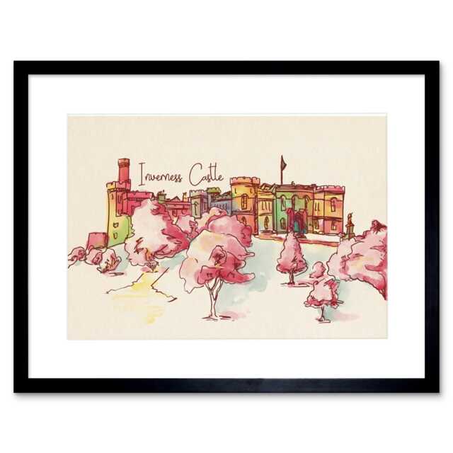 "Inverness Castle Highland Scotland Scottish Watercolour 9x7"" Black Framed Wall Art Print"