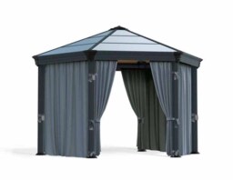 Curtain Set for Hexagonal Gazebo - Polyester - L217 x W232 cm - Grey (Gazebo Not Included)
